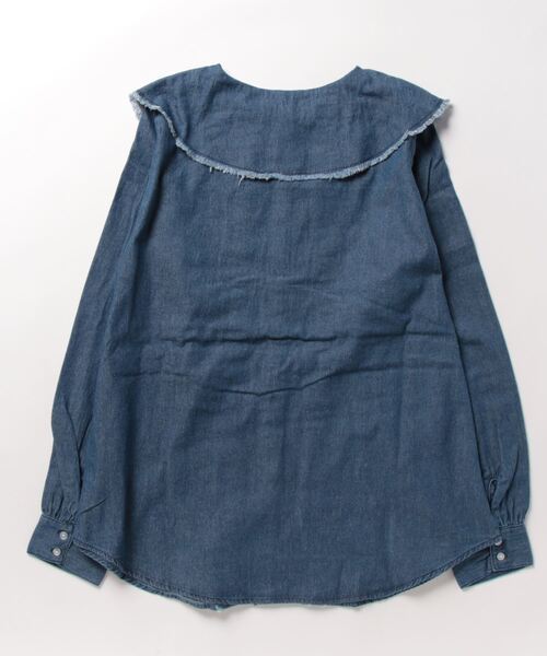 BACK NUMBER(バックナンバー)の「【BACK NUMBER】デニムビッグ衿長袖ブラウス(シャツ/ブラウス・レディース・ダークインディゴブルー・M/L)」の2枚目の写真