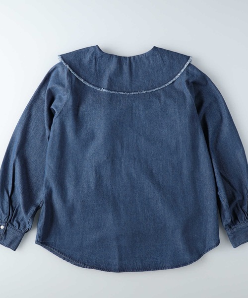 BACK NUMBER(バックナンバー)の「【BACK NUMBER】デニムビッグ衿長袖ブラウス(シャツ/ブラウス・レディース・ダークインディゴブルー・M/L)」の7枚目の写真