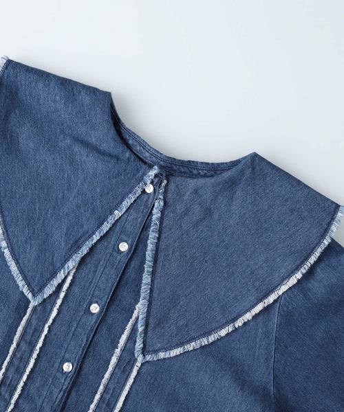BACK NUMBER(バックナンバー)の「【BACK NUMBER】デニムビッグ衿長袖ブラウス(シャツ/ブラウス・レディース・ダークインディゴブルー・M/L)」の8枚目の写真