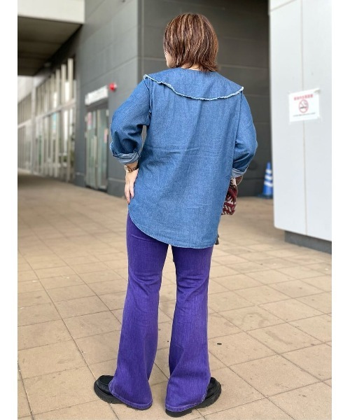 BACK NUMBER(バックナンバー)の「【BACK NUMBER】デニムビッグ衿長袖ブラウス(シャツ/ブラウス・レディース・ダークインディゴブルー・M/L)」の5枚目の写真