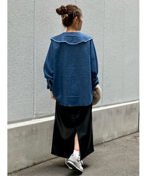 BACK NUMBER(バックナンバー)の「【BACK NUMBER】デニムビッグ衿長袖ブラウス(シャツ/ブラウス・レディース・ダークインディゴブルー・M/L)」の13枚目の写真