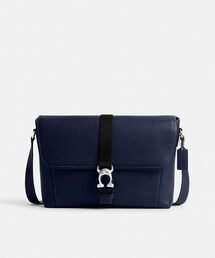 超美品　COACH レザー ナイロンメッセンジャーバッグ　ブラック　ブルー COACH コーチ メッセンジャーバッグ バッグ レザー C2292