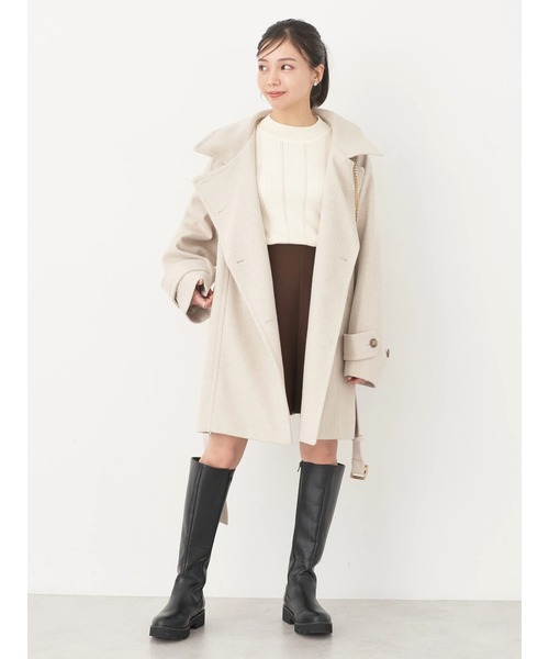 earth music&ecology（アースミュージックアンドエコロジー）の「2wayカラーミドル丈コート（その他アウター・レディース・ライトベージュ/ブラック・FREE）」の10枚目の写真