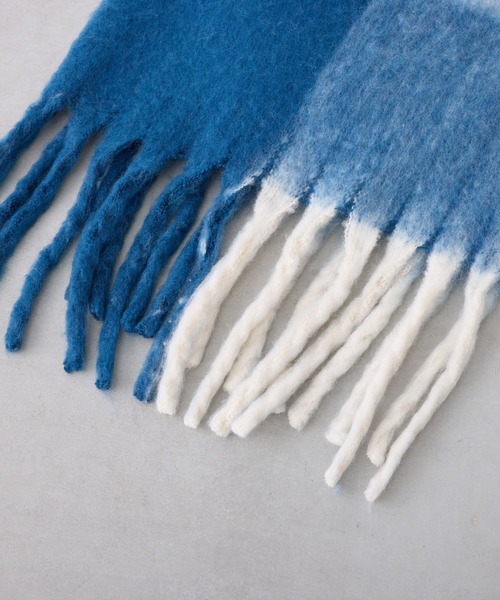 PUAL CE CIN（ピュアルセシン）の「起毛フェイクウール多色チェック柄マフラー（マフラー・レディース・イエロー/サックスブルー・FREE）」の7枚目の写真