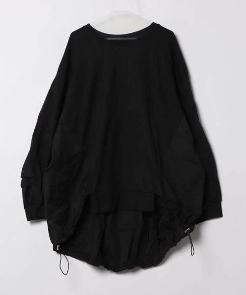 wee9s（ウィークス）の「over size shirt docking PO / オーバーサイズシャツドッキングプルオーバー（Tシャツ/カットソー・レディース・ブラック/ホワイト・FREE）」の2枚目の写真