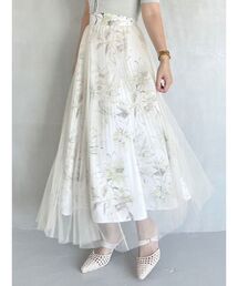 MERCURYDUO | フラワーチュールプリーツレイヤードスカート(スカート)