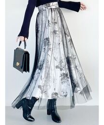 MERCURYDUO | フラワーチュールプリーツレイヤードスカート(スカート)