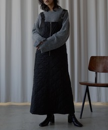 ハーフZIPキルティングサロペット