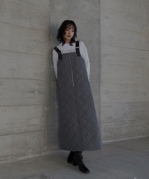 hellam（へラム）の「ハーフZIPキルティングサロペット（サロペット/オーバーオール・レディース・チャコール/カーキ/ブラック・FREE）」の11枚目の写真