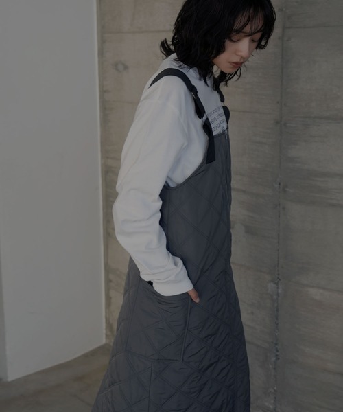 hellam（へラム）の「ハーフZIPキルティングサロペット（サロペット/オーバーオール・レディース・チャコール/カーキ/ブラック・FREE）」の14枚目の写真