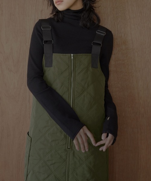 hellam（へラム）の「ハーフZIPキルティングサロペット（サロペット/オーバーオール・レディース・チャコール/カーキ/ブラック・FREE）」の17枚目の写真