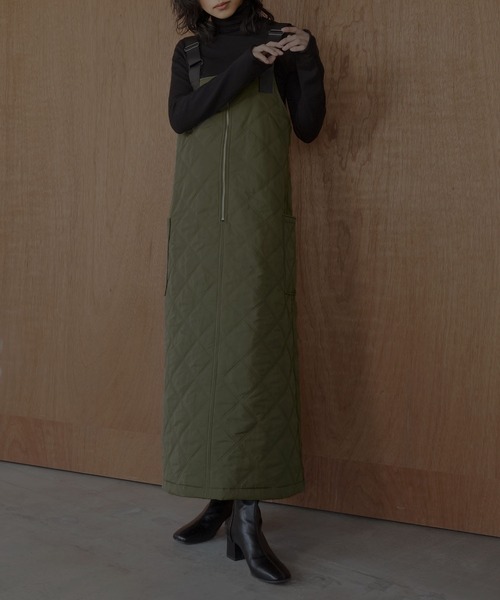 hellam（へラム）の「ハーフZIPキルティングサロペット（サロペット/オーバーオール・レディース・チャコール/カーキ/ブラック・FREE）」の21枚目の写真