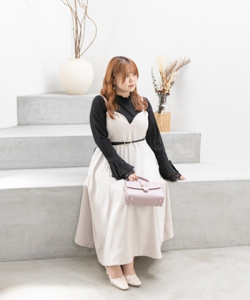 CLETTE(クレット)の「袖レースプチハイネックプルオーバー(Tシャツ/カットソー・レディース・オフホワイト/ブラック/グレイッシュベージュ・4L/LL/3L)」の17枚目の写真