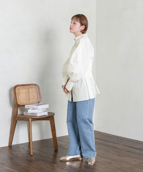 KBF（ケイビーエフ）の「シャーリングビスチェSETブラウス（シャツ/ブラウス・レディース・オフホワイト/イエロー/ブルー・ONE）」の9枚目の写真