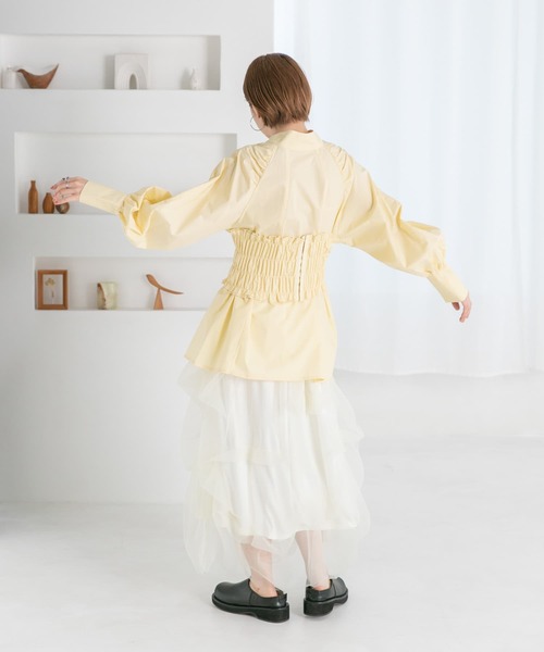 KBF（ケイビーエフ）の「シャーリングビスチェSETブラウス（シャツ/ブラウス・レディース・オフホワイト/イエロー/ブルー・ONE）」の21枚目の写真