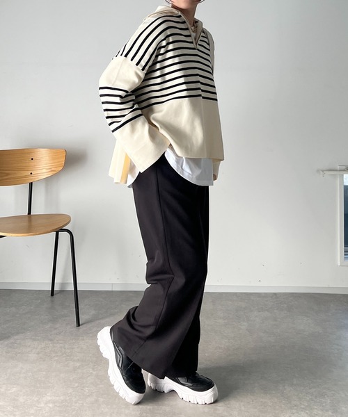 un dix cors（アンディコール）の「スタンドジップゆるニット（ニット/セーター・レディース・ブラック/オフホワイト/ライトグレー/ピンク・FREE）」の12枚目の写真