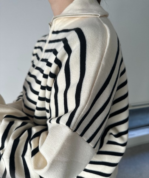 un dix cors（アンディコール）の「スタンドジップゆるニット（ニット/セーター・レディース・ブラック/オフホワイト/ライトグレー/ピンク・FREE）」の18枚目の写真