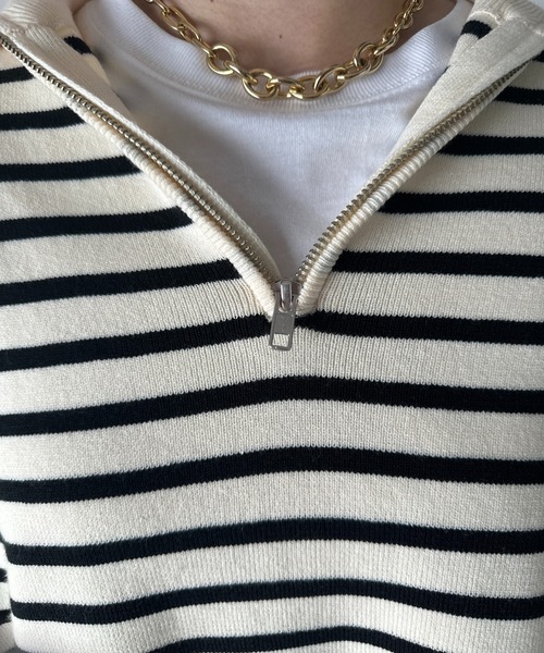 un dix cors（アンディコール）の「スタンドジップゆるニット（ニット/セーター・レディース・ブラック/オフホワイト/ライトグレー/ピンク・FREE）」の16枚目の写真