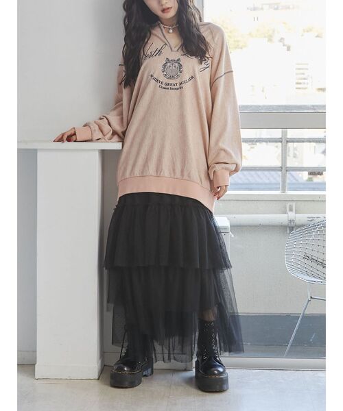 jouetie（ジュエティ）の「ニットライクロゴプルオーバー（Tシャツ/カットソー・レディース・ピンク/グレー/ブラック・MEDIUM）」の4枚目の写真