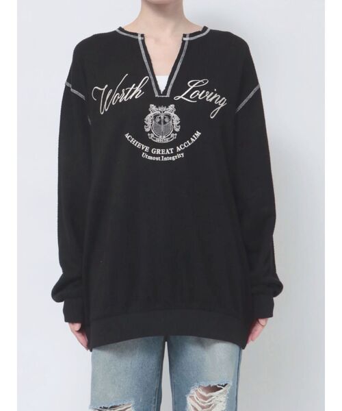 jouetie（ジュエティ）の「ニットライクロゴプルオーバー（Tシャツ/カットソー・レディース・ピンク/グレー/ブラック・MEDIUM）」の7枚目の写真