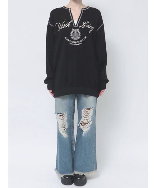 jouetie（ジュエティ）の「ニットライクロゴプルオーバー（Tシャツ/カットソー・レディース・ピンク/グレー/ブラック・MEDIUM）」の14枚目の写真