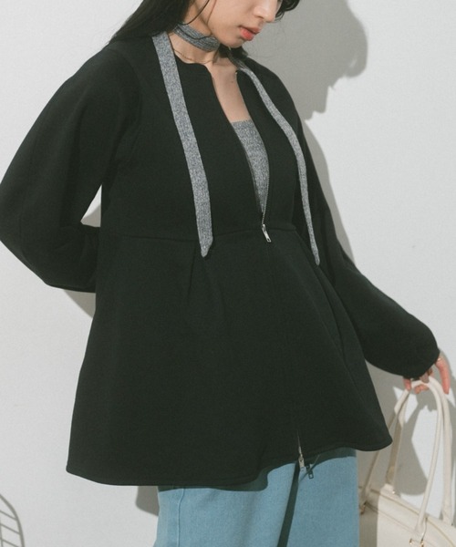 ダブルジップペプラムスウェット（スウェット）｜VANNIE U（ヴァニーユー） 5,830円