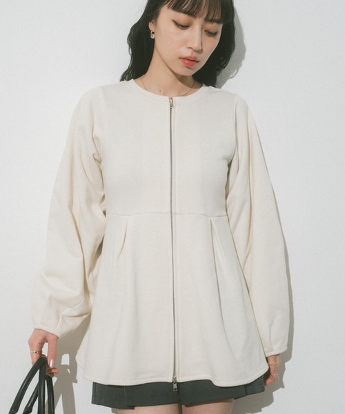 VANNIE U（ヴァニーユー）の「ダブルジップペプラムスウェット（スウェット・レディース・アイボリー/ブラック・FREE）」の3枚目の写真
