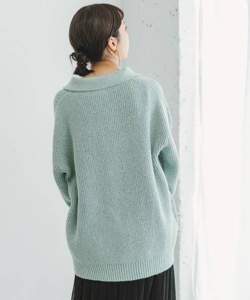 ITEMS URBANRESEARCH（アイテムズ アーバンリサーチ）の「メランジポロカーディガン（ニット/セーター・レディース・ネイビー/ミント・FREE）」の8枚目の写真
