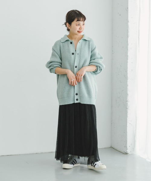 ITEMS URBANRESEARCH（アイテムズ アーバンリサーチ）の「メランジポロカーディガン（ニット/セーター・レディース・ネイビー/ミント・FREE）」の9枚目の写真