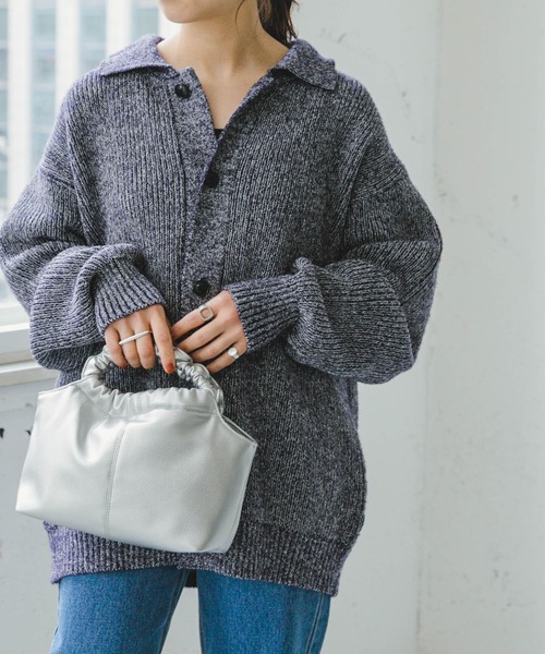 ITEMS URBANRESEARCH（アイテムズ アーバンリサーチ）の「メランジポロカーディガン（ニット/セーター・レディース・ネイビー/ミント・FREE）」の12枚目の写真