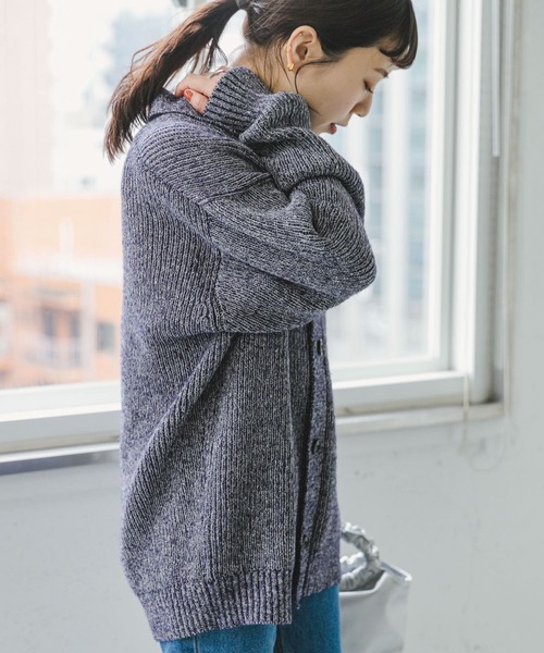 ITEMS URBANRESEARCH（アイテムズ アーバンリサーチ）の「メランジポロカーディガン（ニット/セーター・レディース・ネイビー/ミント・FREE）」の14枚目の写真