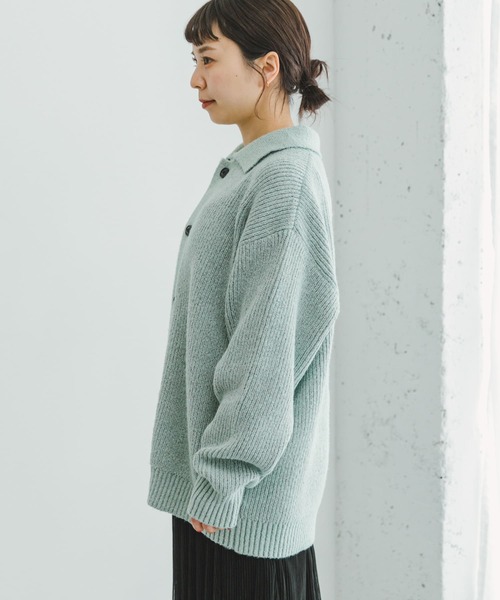 ITEMS URBANRESEARCH（アイテムズ アーバンリサーチ）の「メランジポロカーディガン（ニット/セーター・レディース・ネイビー/ミント・FREE）」の18枚目の写真