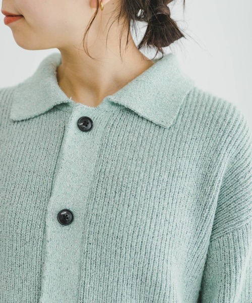 ITEMS URBANRESEARCH（アイテムズ アーバンリサーチ）の「メランジポロカーディガン（ニット/セーター・レディース・ネイビー/ミント・FREE）」の20枚目の写真
