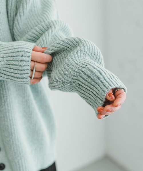 ITEMS URBANRESEARCH（アイテムズ アーバンリサーチ）の「メランジポロカーディガン（ニット/セーター・レディース・ネイビー/ミント・FREE）」の21枚目の写真