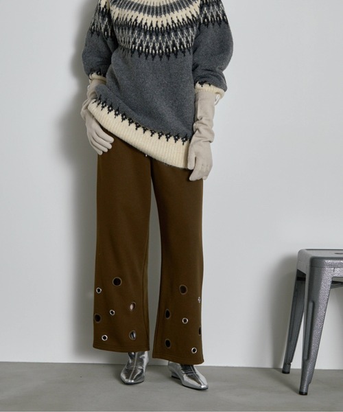 THE YOn（ザヨン）の「アイレットヘムスウェットイージーパンツ（スウェットパンツ・レディース・アイボリー/グレー/ライム/ネイビー/ブラウン/セージグリーン・FREE）」の7枚目の写真