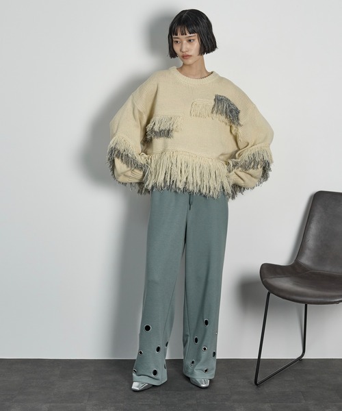 THE YOn（ザヨン）の「アイレットヘムスウェットイージーパンツ（スウェットパンツ・レディース・アイボリー/グレー/ライム/ネイビー/ブラウン/セージグリーン・FREE）」の15枚目の写真