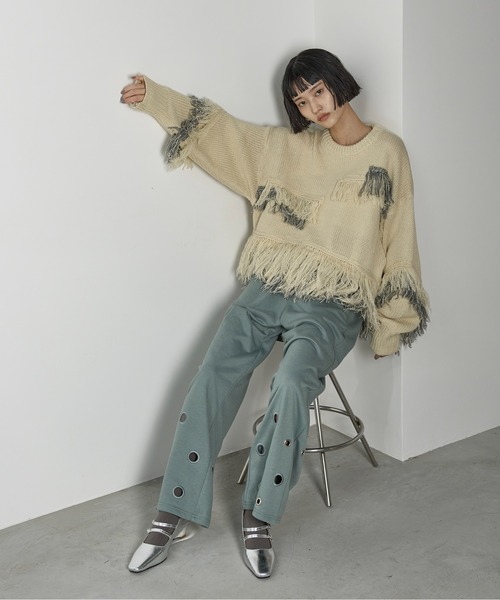 THE YOn（ザヨン）の「アイレットヘムスウェットイージーパンツ（スウェットパンツ・レディース・アイボリー/グレー/ライム/ネイビー/ブラウン/セージグリーン・FREE）」の13枚目の写真