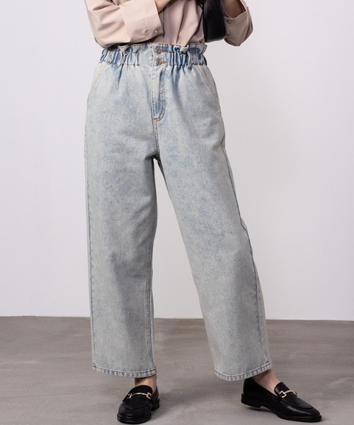 Mac-House（マックハウス）の「GOOD CREW グッドクルー ペーパーバッグデニム（デニムパンツ・レディース・ケミカルウォッシュ/サックスブルー系・S/M/L）」の4枚目の写真