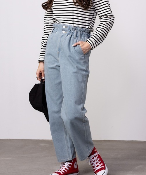 Mac-House（マックハウス）の「GOOD CREW グッドクルー ペーパーバッグデニム（デニムパンツ・レディース・ケミカルウォッシュ/サックスブルー系・S/M/L）」の14枚目の写真