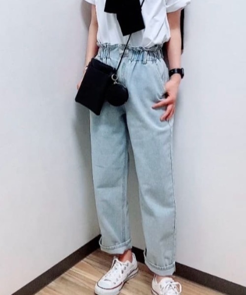 Mac-House（マックハウス）の「GOOD CREW グッドクルー ペーパーバッグデニム（デニムパンツ・レディース・ケミカルウォッシュ/サックスブルー系・S/M/L）」の16枚目の写真