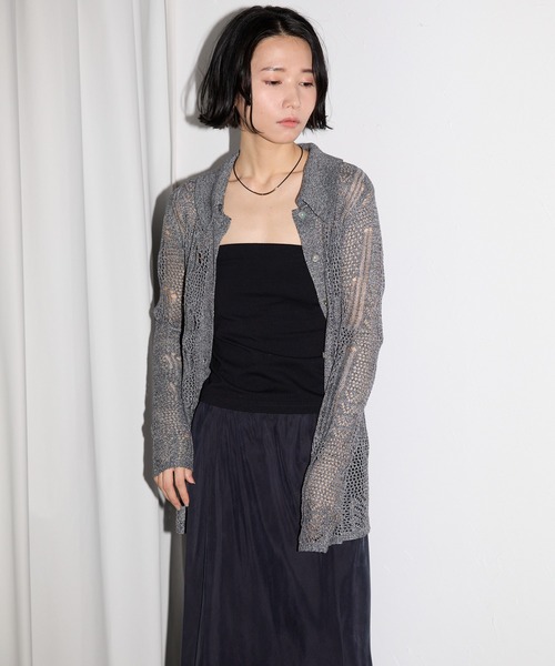 leimn（レイムン）の「メッシュニットポロシャツ（ポロシャツ・レディース・ホワイト/ブラック×ホワイト・M）」の6枚目の写真