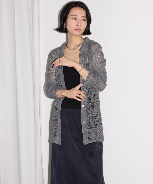 leimn（レイムン）の「メッシュニットポロシャツ（ポロシャツ・レディース・ホワイト/ブラック×ホワイト・M）」の16枚目の写真