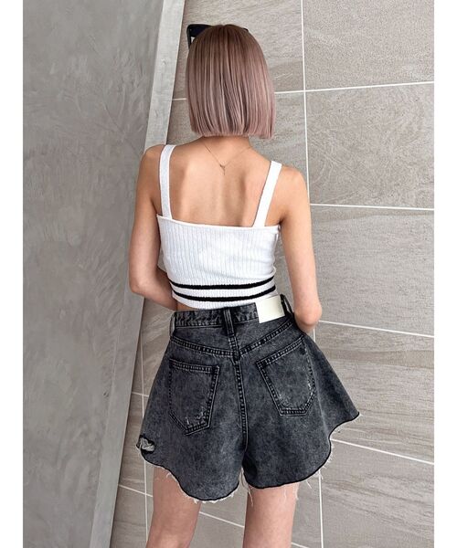 GYDA（ジェイダ）の「ラインパイルニットビスチェ（キャミソール・レディース・オフホワイト/ブラック・FREE）」の5枚目の写真