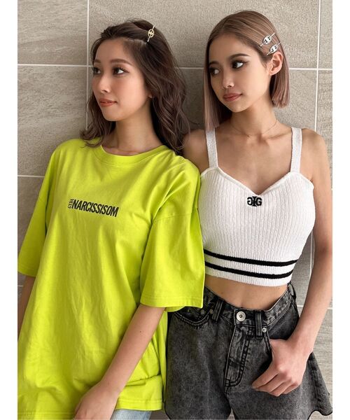 GYDA（ジェイダ）の「ラインパイルニットビスチェ（キャミソール・レディース・オフホワイト/ブラック・FREE）」の9枚目の写真