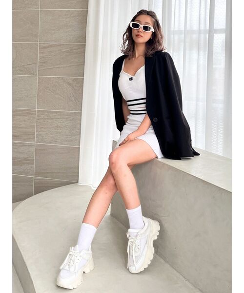 GYDA（ジェイダ）の「ラインパイルニットビスチェ（キャミソール・レディース・オフホワイト/ブラック・FREE）」の16枚目の写真