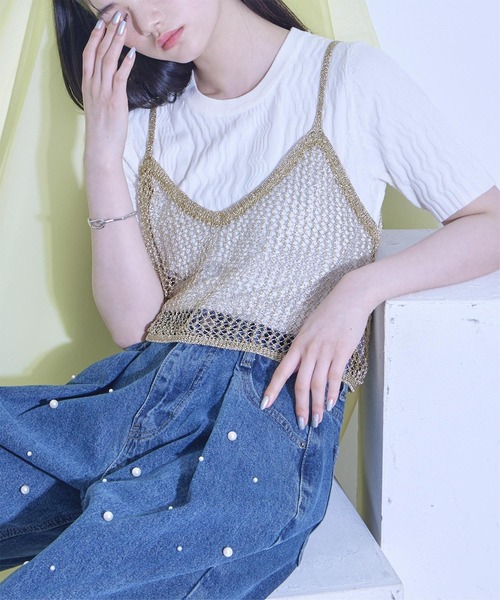 miette（ミエット）の「ラメメッシュビスチェ（キャミソール）」 - WEAR