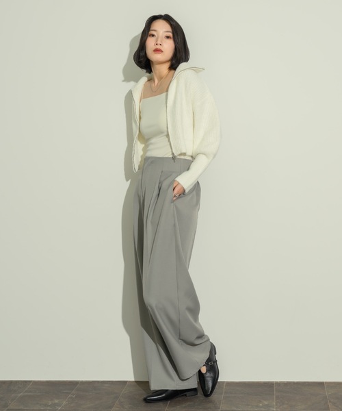 NEUNA（ヌナ）の「ハイウエストワイドスラックスパンツ（スラックス・レディース・グレー/ブラック/ベージュ・FREE）」の6枚目の写真
