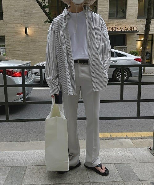 ASCLO（エジュクロ）の「[ASCLO MADE] Tension Semi Bootcut Slacks（スラックス・メンズ・ブラック/ベージュ/グレー/ブルー・SMALL/MEDIUM/LARGE）」の3枚目の写真