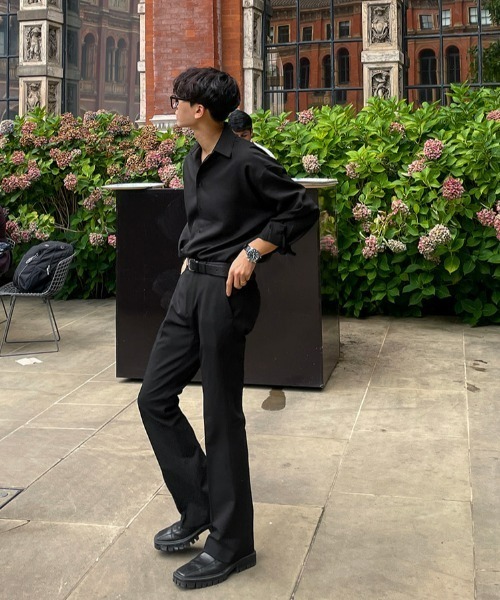 ASCLO（エジュクロ）の「[ASCLO MADE] Tension Semi Bootcut Slacks（スラックス・メンズ・ブラック/ベージュ/グレー/ブルー・SMALL/MEDIUM/LARGE）」の14枚目の写真