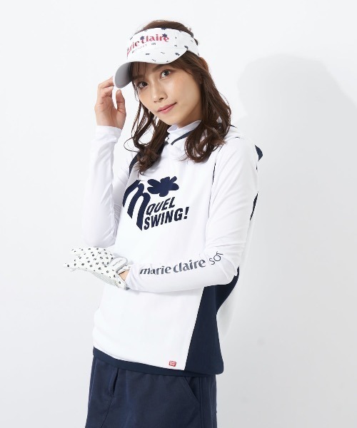 marie claire(マリ・クレール)の「【marie claire/マリ.クレール】レディースカットソーパーカーベスト+インナーシャツセット ゴルフ(ベスト・レディース・ネイビー/グレー/オフホワイト/イエロー・X-LARGE/LARGE/MEDIUM)」の2枚目の写真